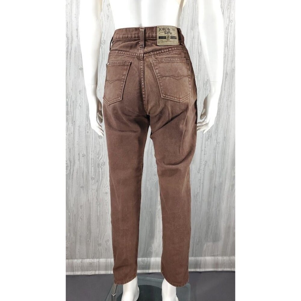 Vintage 90s Jordache Jean Mom Jean Tapered Leg High Waist Relaxed Brown Denim - Picture 4 of 8